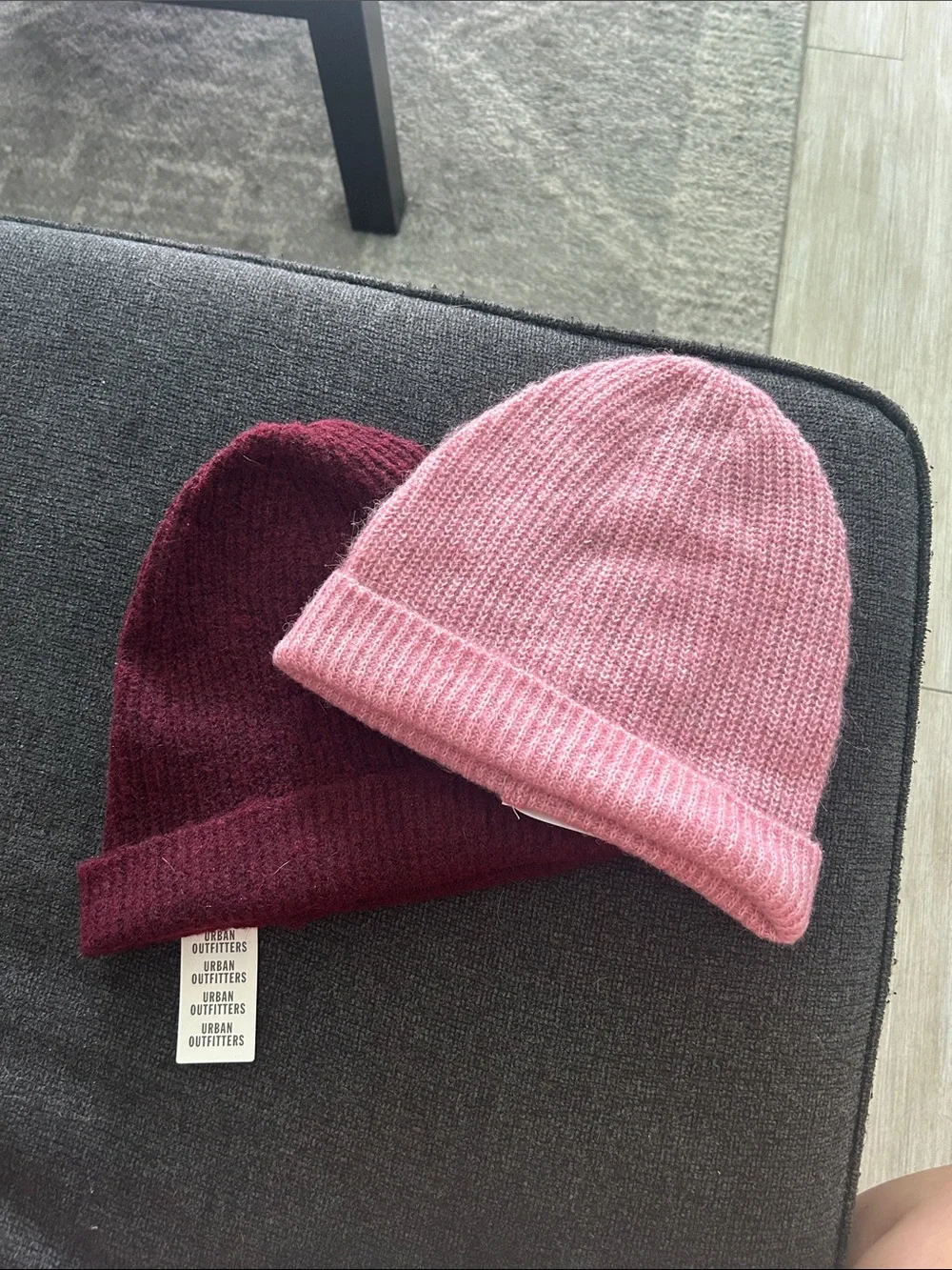 Urban Outfitters Two-Pack Knit Beanie Set - Burgundy & Pink
